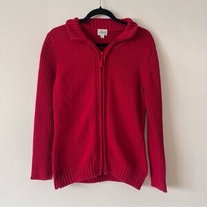 Vintage Cleo Womens Zip Up Cardigan Sz m Ribbed Sweater Red Cabincore  Holiday